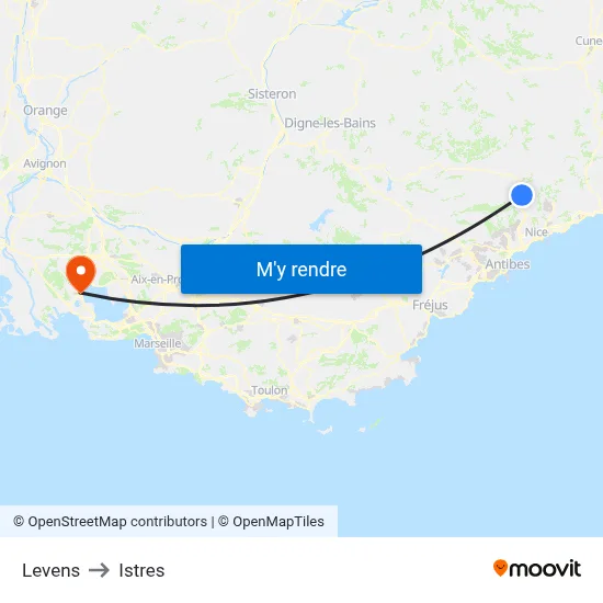 Levens to Istres map