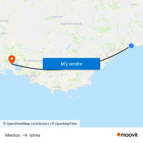 Menton to Istres map