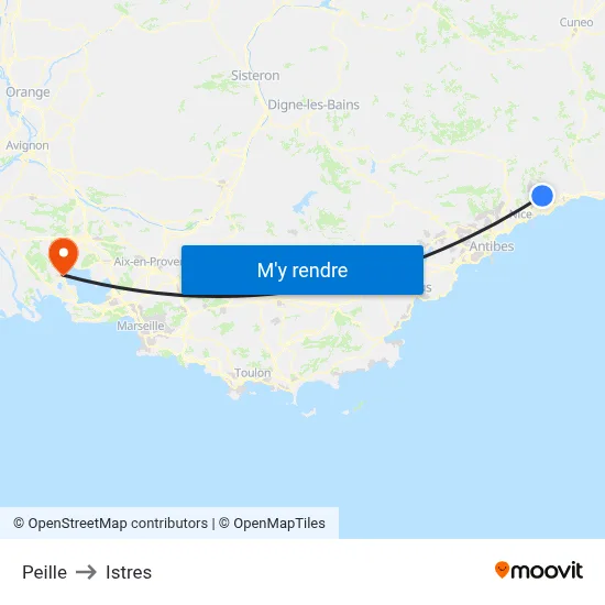 Peille to Istres map
