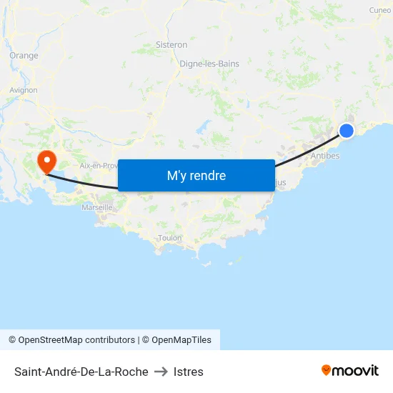 Saint-André-De-La-Roche to Istres map