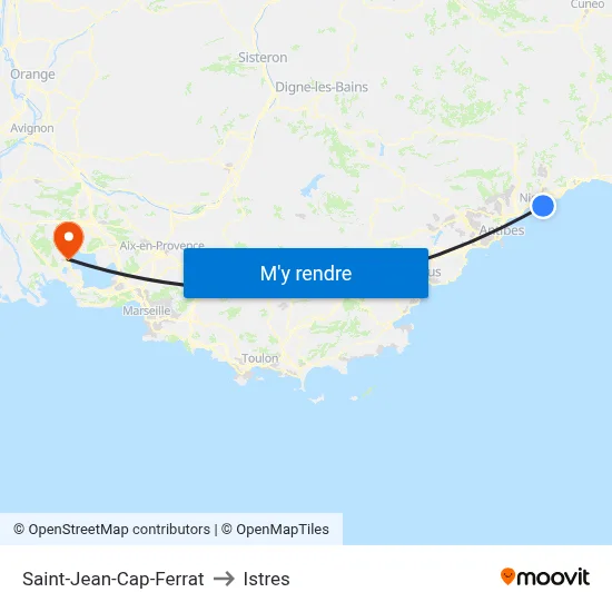 Saint-Jean-Cap-Ferrat to Istres map
