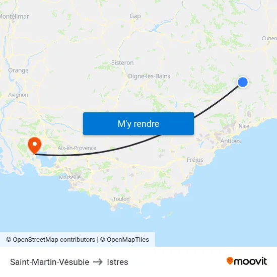 Saint-Martin-Vésubie to Istres map