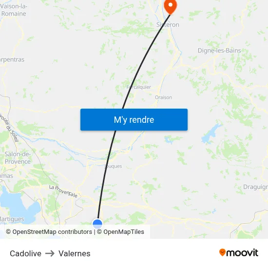 Cadolive to Valernes map