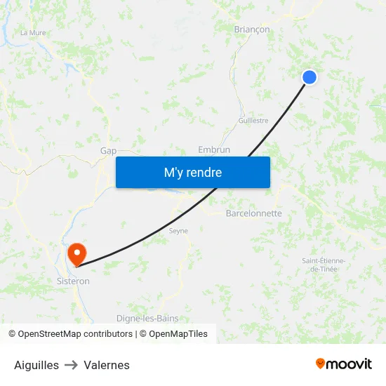 Aiguilles to Valernes map