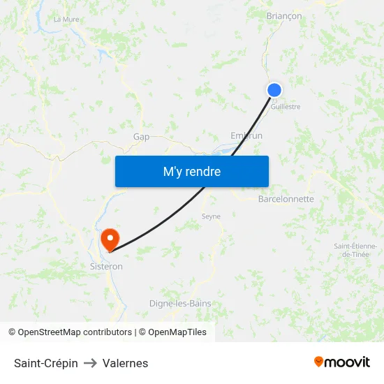 Saint-Crépin to Valernes map