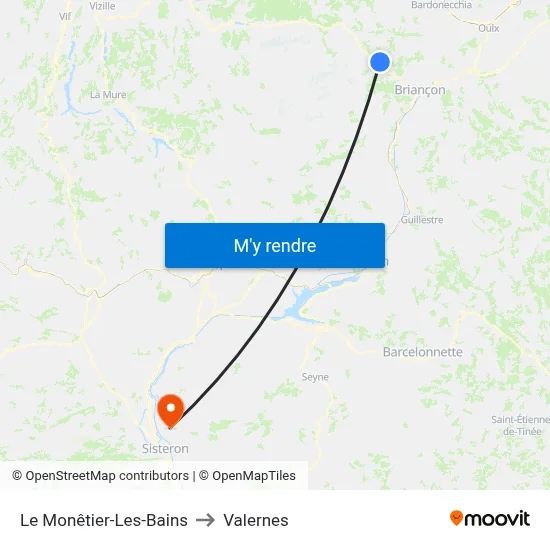 Le Monêtier-Les-Bains to Valernes map