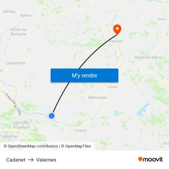 Cadenet to Valernes map