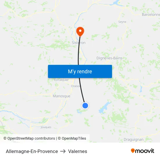 Allemagne-En-Provence to Valernes map