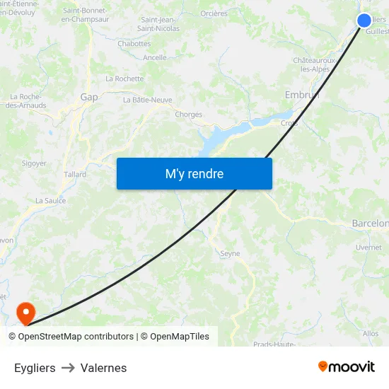 Eygliers to Valernes map
