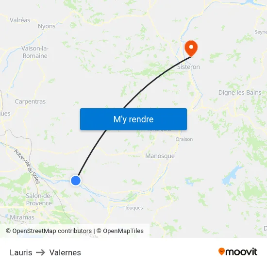 Lauris to Valernes map