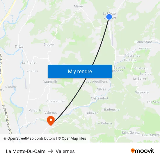 La Motte-Du-Caire to Valernes map