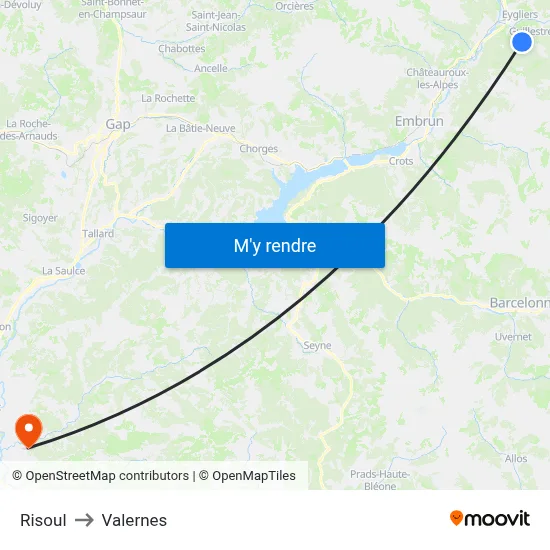 Risoul to Valernes map