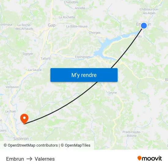 Embrun to Valernes map
