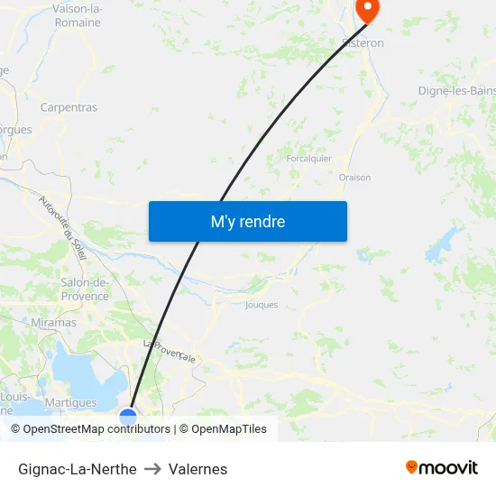 Gignac-La-Nerthe to Valernes map