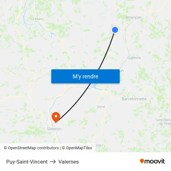 Puy-Saint-Vincent to Valernes map