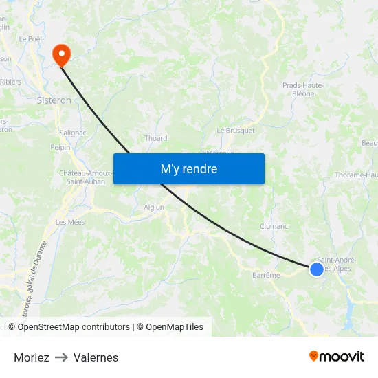 Moriez to Valernes map