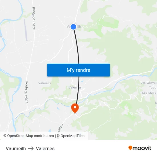 Vaumeilh to Valernes map