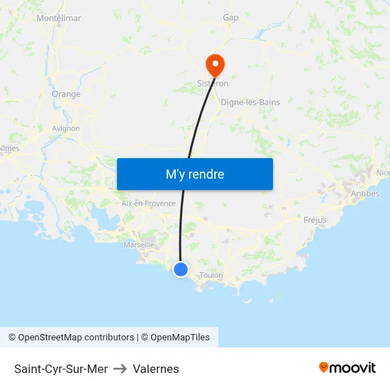 Saint-Cyr-Sur-Mer to Valernes map