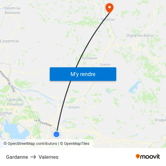 Gardanne to Valernes map