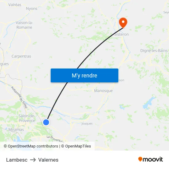 Lambesc to Valernes map