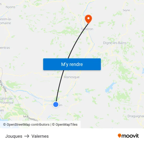 Jouques to Valernes map