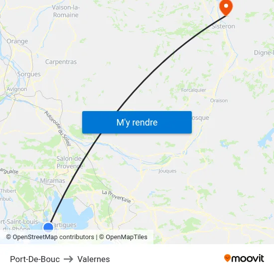 Port-De-Bouc to Valernes map