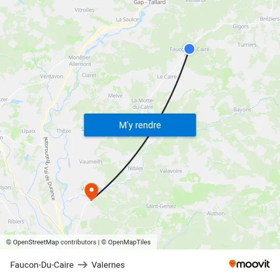 Faucon-Du-Caire to Valernes map
