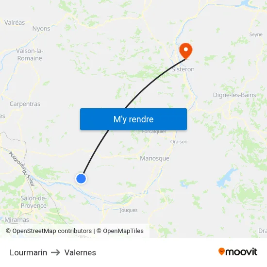 Lourmarin to Valernes map
