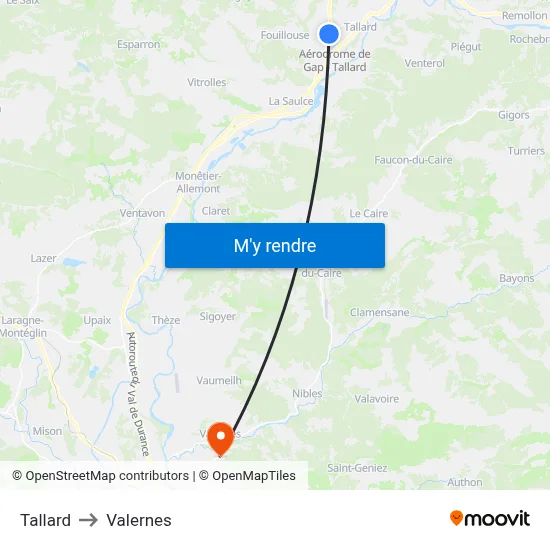 Tallard to Valernes map