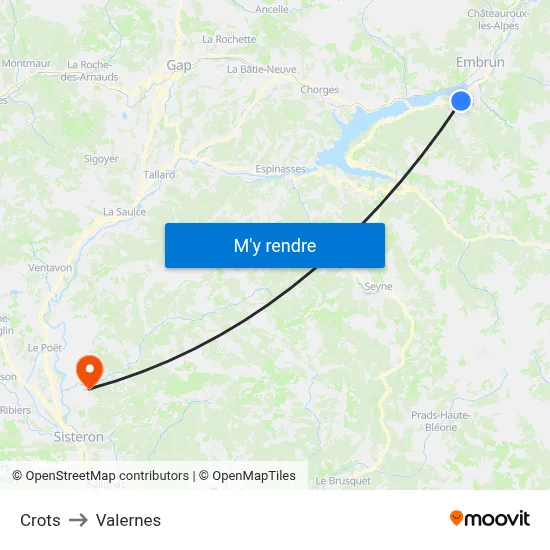 Crots to Valernes map