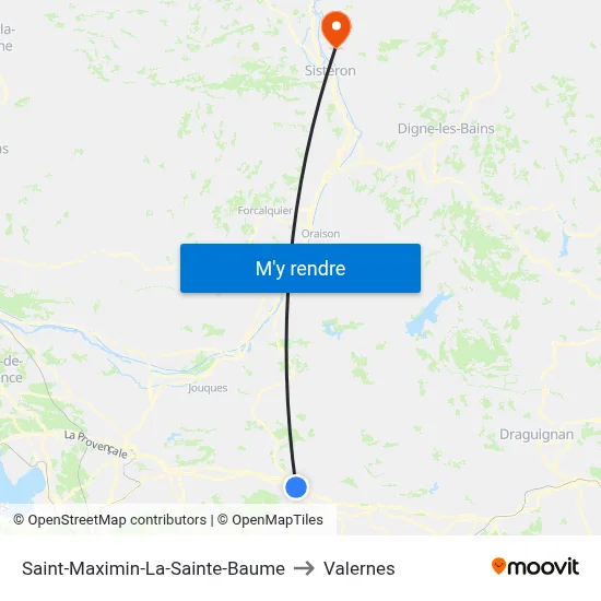 Saint-Maximin-La-Sainte-Baume to Valernes map