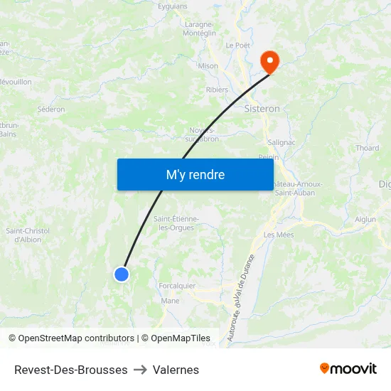Revest-Des-Brousses to Valernes map