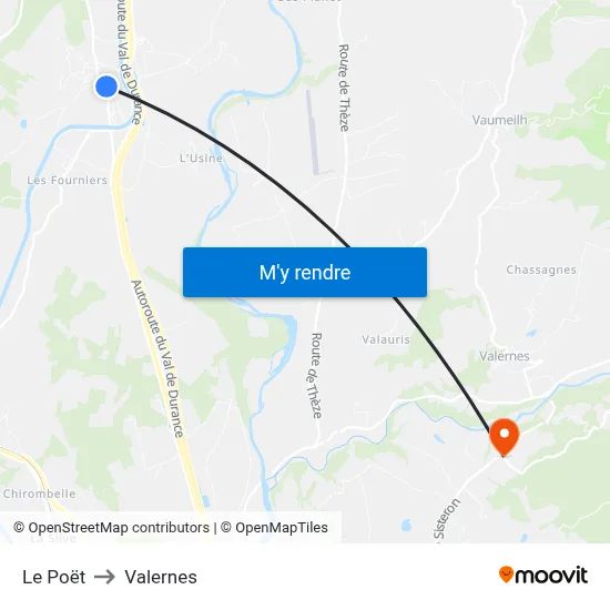 Le Poët to Valernes map