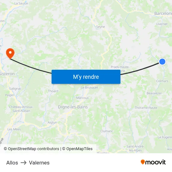 Allos to Valernes map