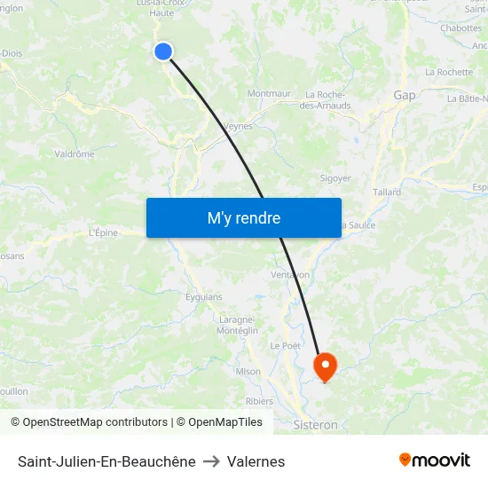 Saint-Julien-En-Beauchêne to Valernes map