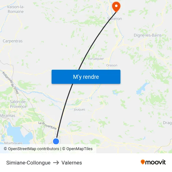 Simiane-Collongue to Valernes map