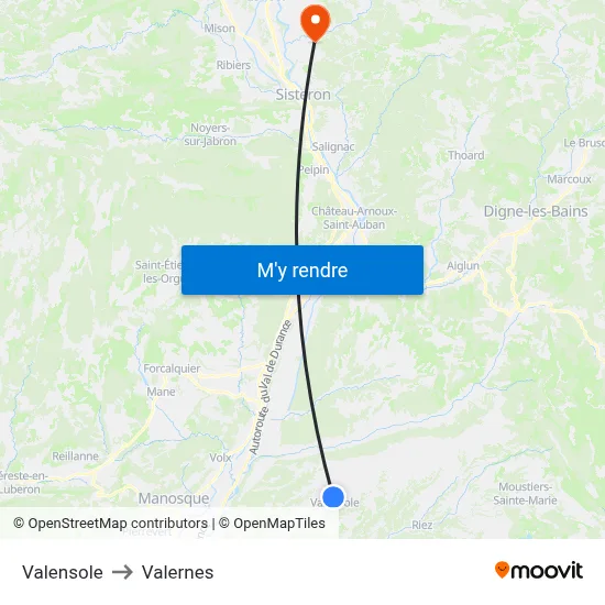 Valensole to Valernes map
