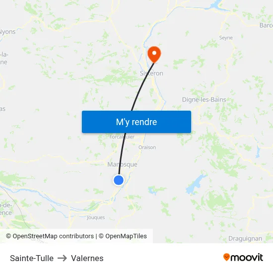 Sainte-Tulle to Valernes map