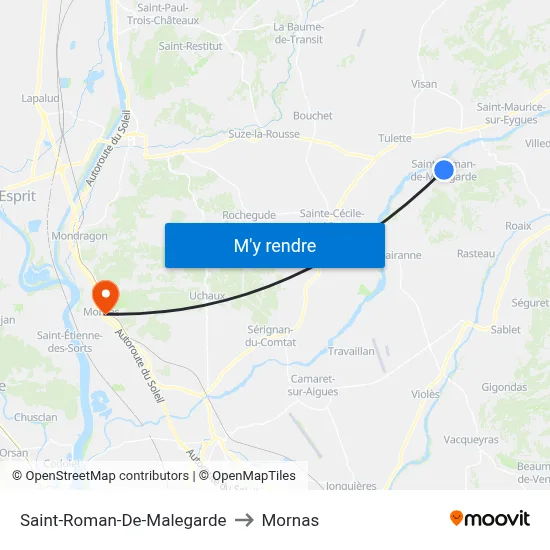 Saint-Roman-De-Malegarde to Mornas map