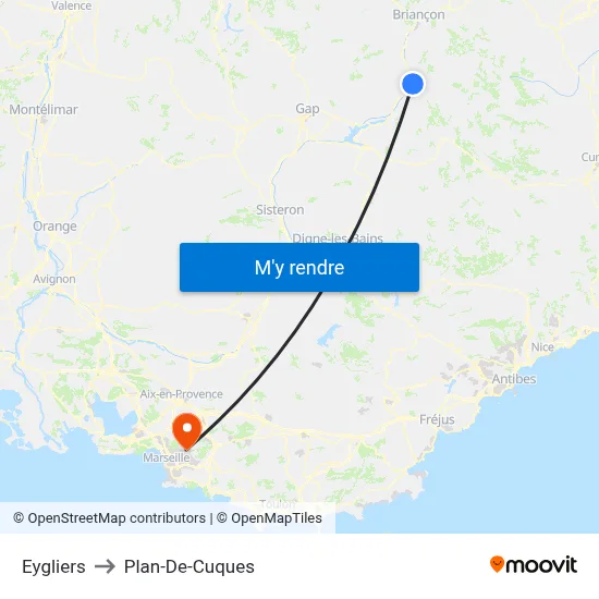 Eygliers to Plan-De-Cuques map
