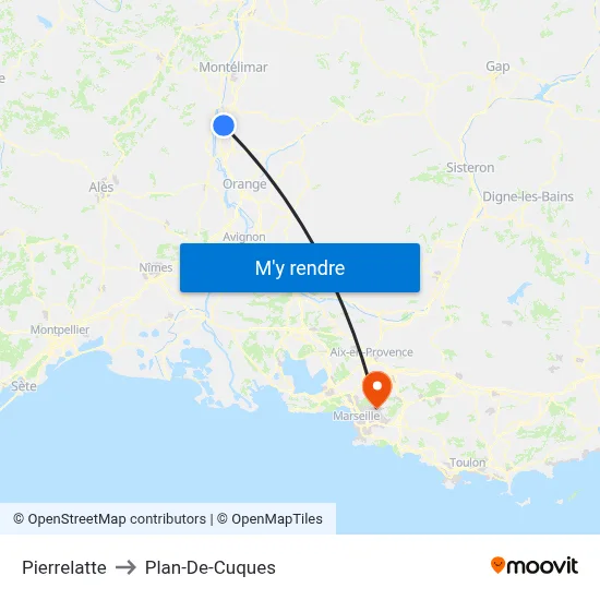 Pierrelatte to Plan-De-Cuques map