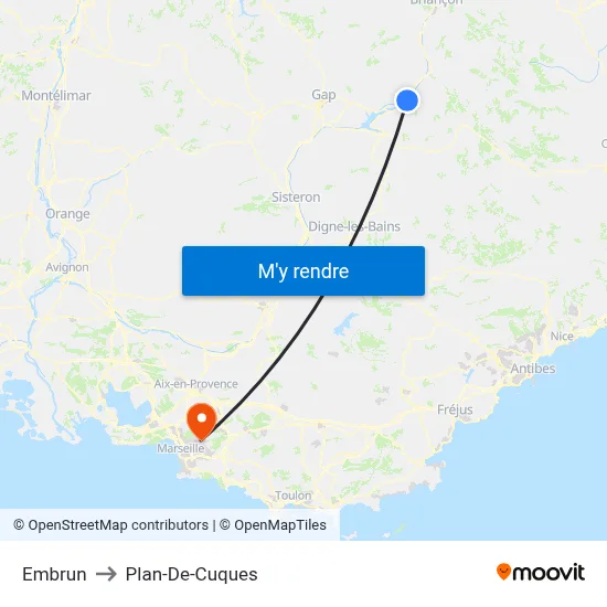 Embrun to Plan-De-Cuques map