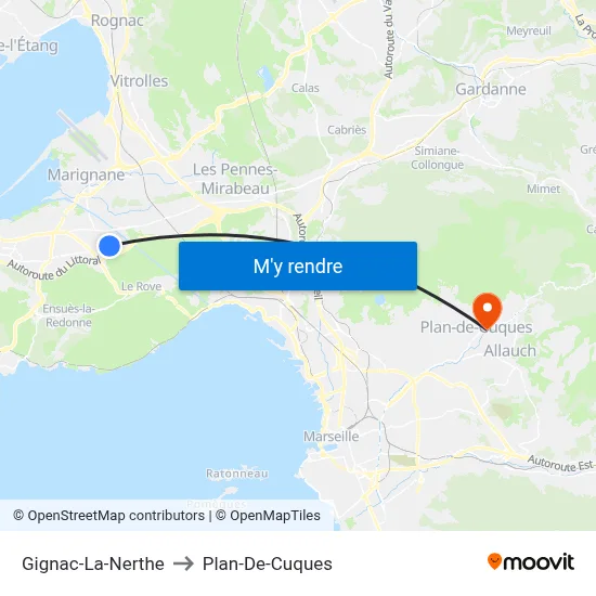 Gignac-La-Nerthe to Plan-De-Cuques map