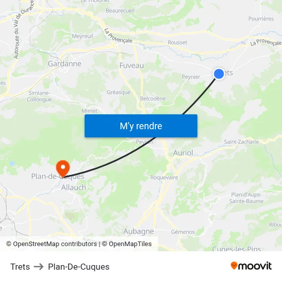 Trets to Plan-De-Cuques map