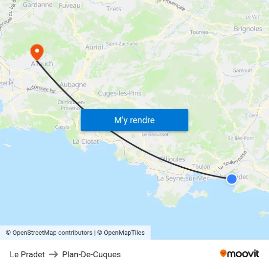 Le Pradet to Plan-De-Cuques map