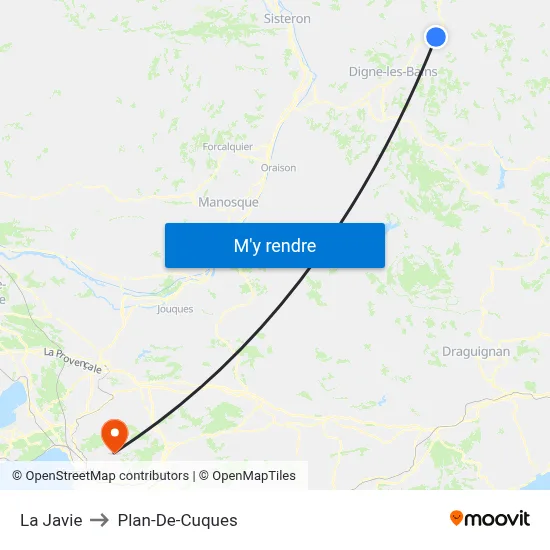 La Javie to Plan-De-Cuques map