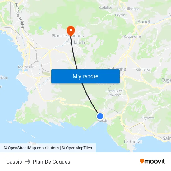 Cassis to Plan-De-Cuques map