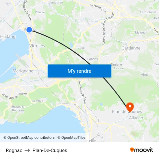 Rognac to Plan-De-Cuques map