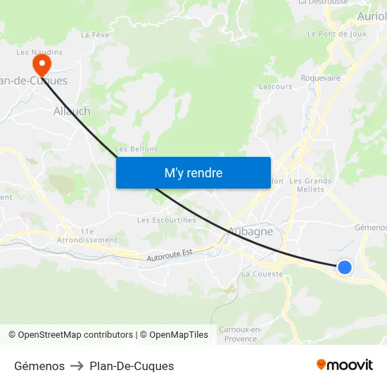 Gémenos to Plan-De-Cuques map