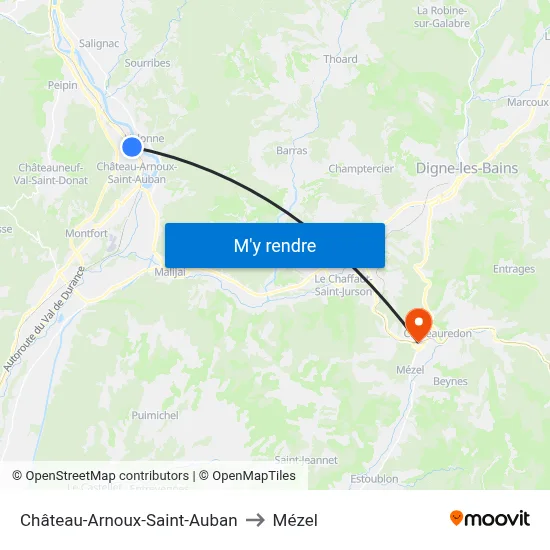 Château-Arnoux-Saint-Auban to Mézel map